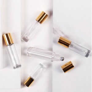 MUB Mini 8ml Round Glass Bottle Empty Essential Oil With Aluminum Cover Metal/Glass Roller Bottles