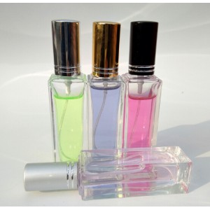 Wholesale 20ml Clear Square Refillable Glass Perfume Bottle with Aluminum Cap