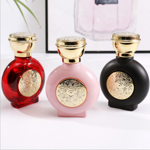 MUB 50ML Colorful Round shape glass perfume oil bottle empty refillable perfume atomizer cosmetic perfume container