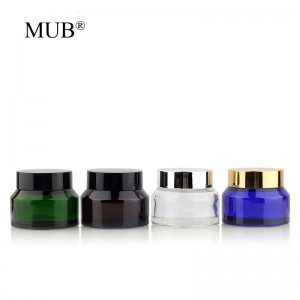 15g 30g 50g amber green blue glass cream bottles empty glass cosmetic cream bottles jars with gold silver lids
