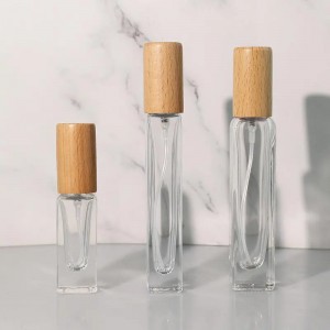 MUB 15ml Glass Perfume Bottle High-grade Beech Wood Square Perfume Spray Bottle