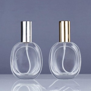 MUB 50ml Round Shaped Refillable Aluminum Cap Glass Perfume Bottle Aluminum Pump Spray Glass Bottles