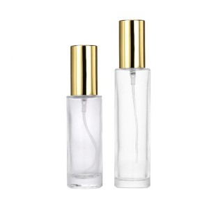 MUB 30ml 50ml Round Cylinder Shape Glass Perfume Bottle Empty Refillable Perfume Atomizer Bottle With Aluminum Sprayer Pump