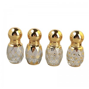  MUB Mini 8ml Fancy Glass Attar Bottles with Roller Ball Gold Glass Bottle for Essential Oil