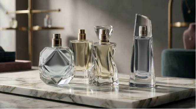 Custom perfume bottles with unique shapes for luxury branding.