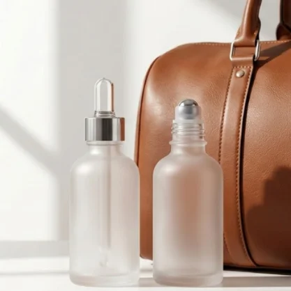 Frosted 50ml travel perfume bottles.