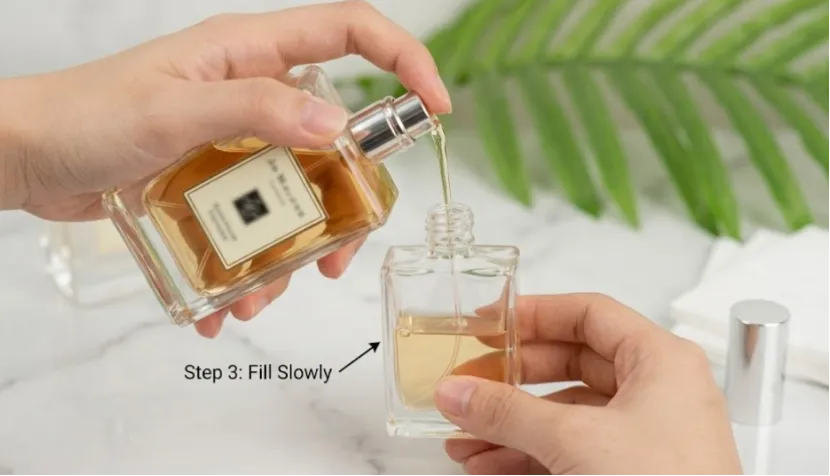 Hand filling perfume atomizer.