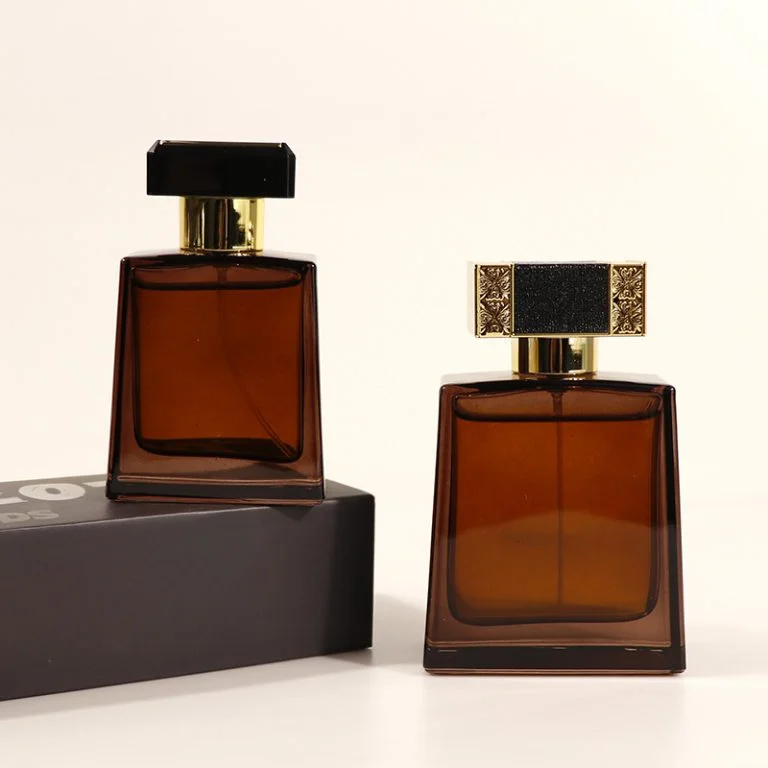 Brown square glass perfume bottles