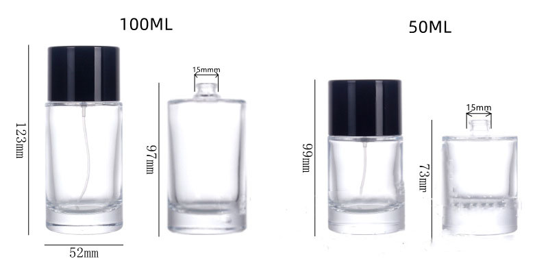 MUB High Quality Empty 50ml 100ml Cylinder Crimp Neck Glass Perfume Bottle
