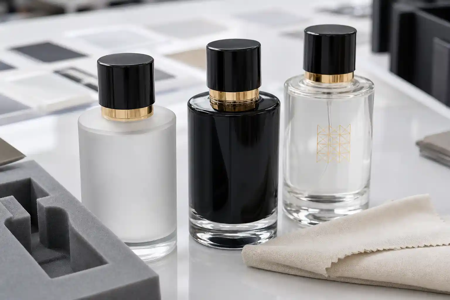 Evaluate a finish where customers, trays, cloths, and caps will touch the bottle.