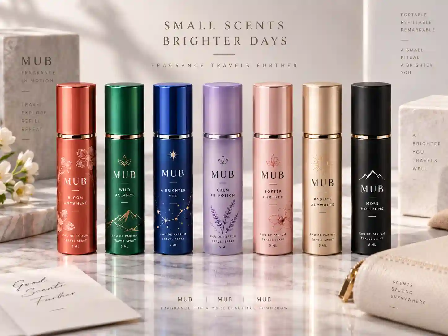 Custom colour and UV printing on travel perfume bottles for fragrance brand branding