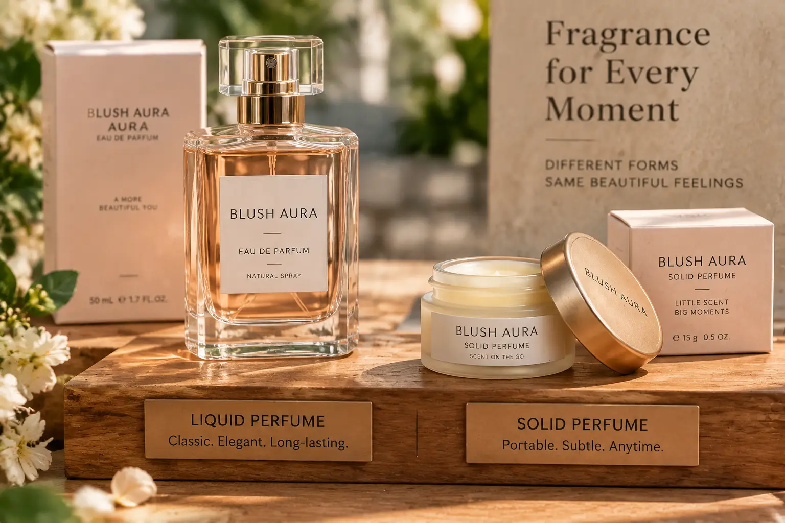 Liquid perfume bottle vs solid perfume jar
